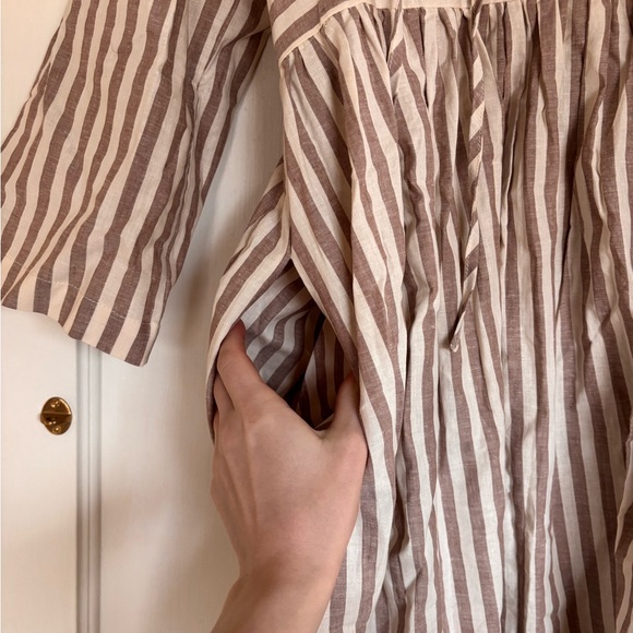 NWOT Tradlands Beige Striped Midi Dress - Picture 6 of 10